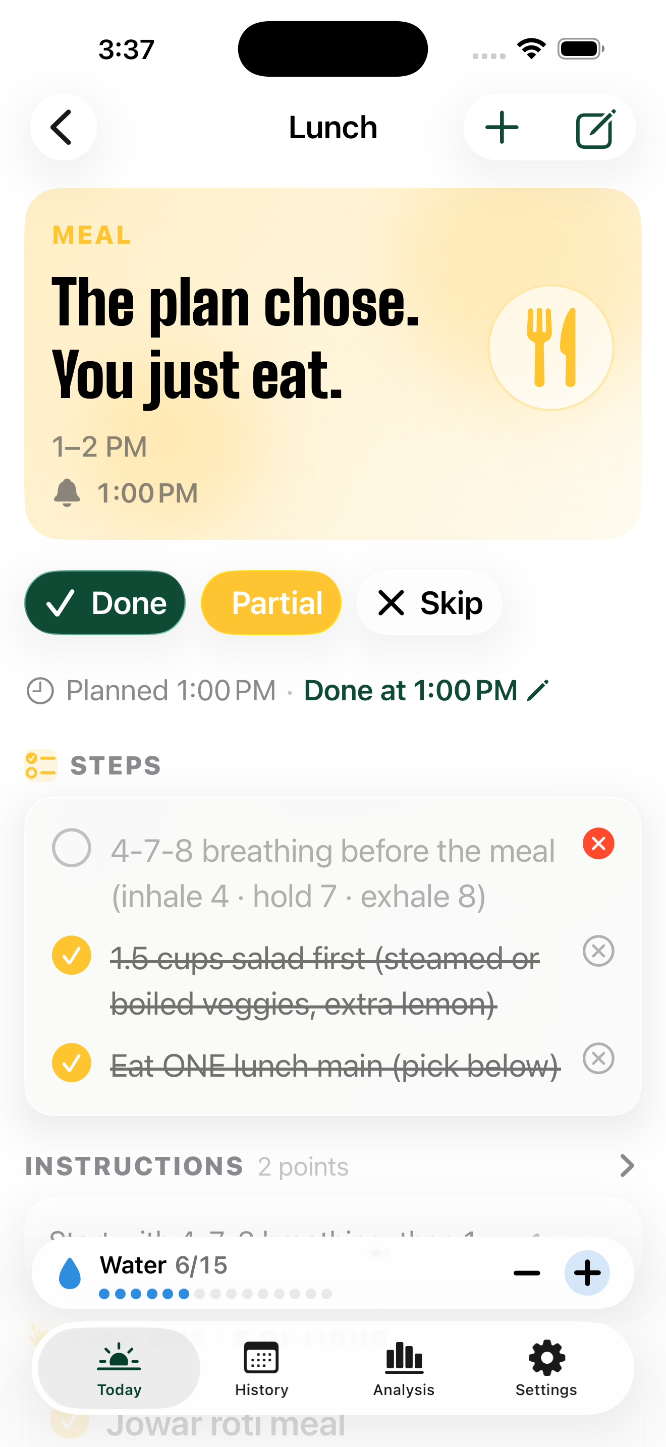 Mark a checklist item done or skipped