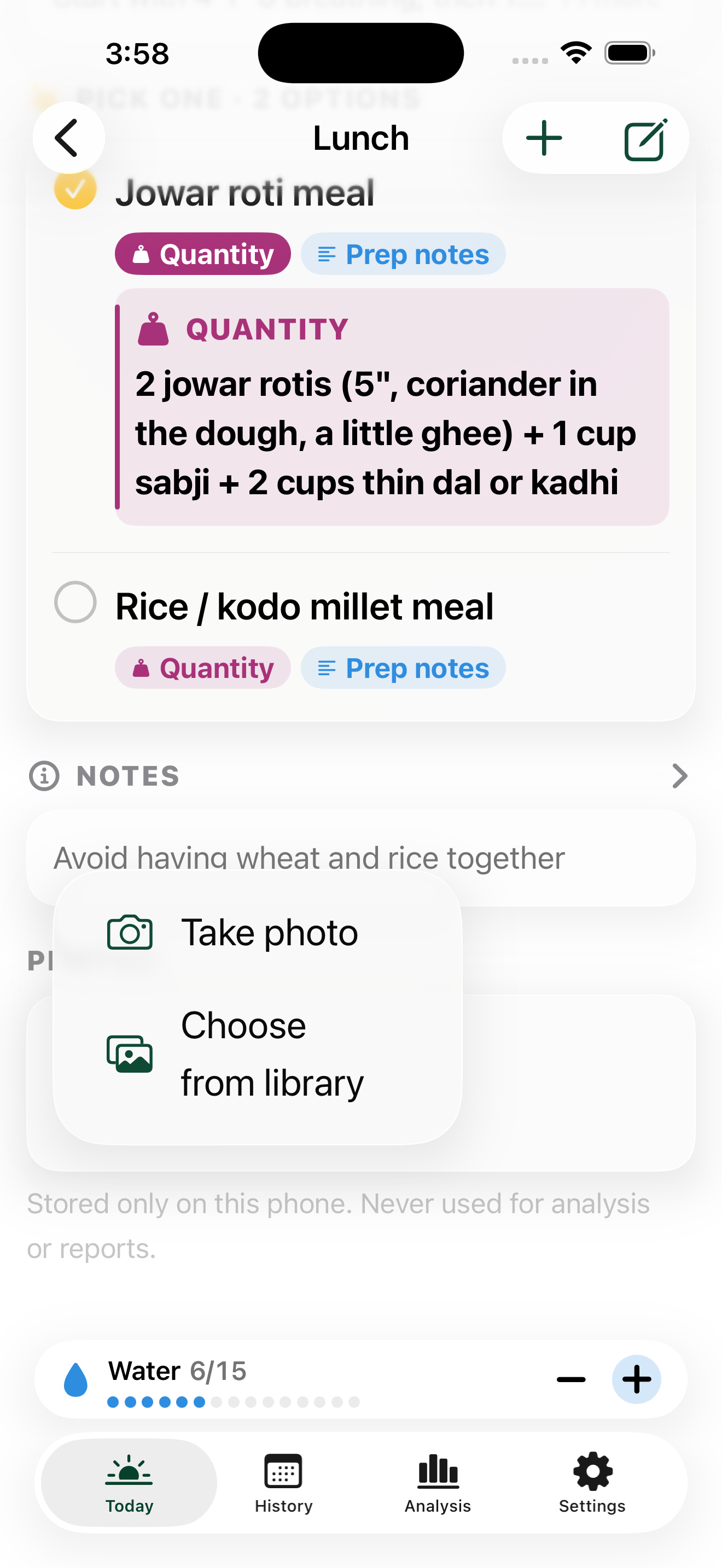 Camera and photo library attachment menu